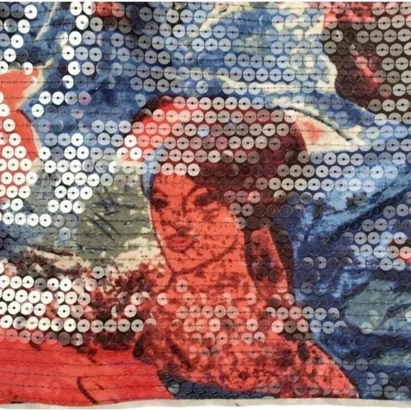 Anthropologie 🌸 Wolven Sequin Sugared Fleur Skirt Blue Red Size 4 - Picture 7 of 8